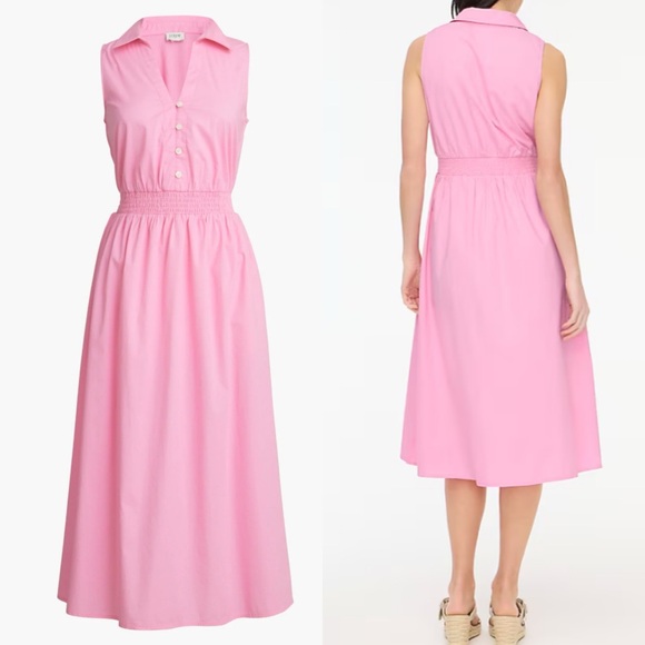 J. Crew Dresses & Skirts - J. Crew pink sleeveless collared midi dress‎